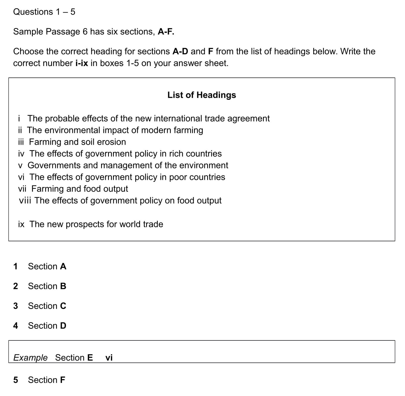 IELTS Reading Matching Headings Questions 