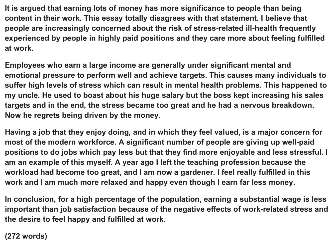 opinion essay about money