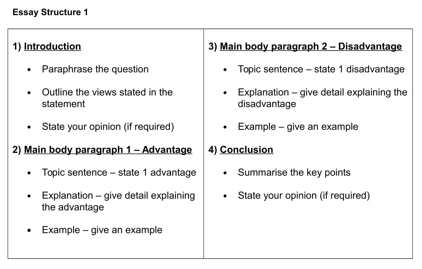 essay advantages and disadvantages structure