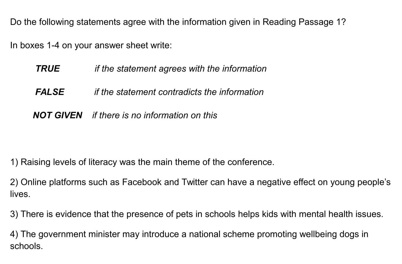 Reading true false tasks. IELTS reading true false not given. True false not given. True false not given questions. True false not given exercises.